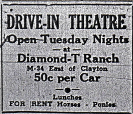 Diamond-T Ranch Drive-In Theatre - Old Ad From Andrew Wilson